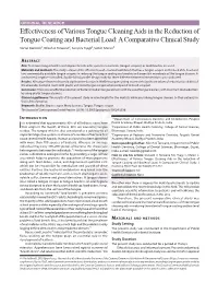 Effectiveness of Various Tongue Cleaning Aids in the Reduction of Tongue Coating and Bacterial Load: a Comparative Clinical Stud