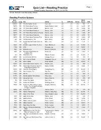 Quiz List—Reading Practice Page 1 Printed Tuesday, November 18, 2014 5:01:06 PM School: Bullock Creek Elementary School