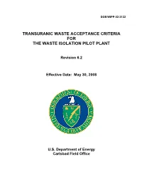 Transuranic Waste Acceptance Criteria for the Waste Isolation Pilot Plant