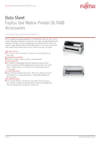 Data Sheet Fujitsu Dot Matrix Printer DL7400 Accessories