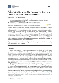 Delta-Notch Signaling: the Long and the Short of a Neuron’S Inﬂuence on Progenitor Fates