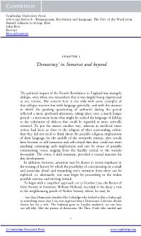 Democracy’ in Somerset and Beyond
