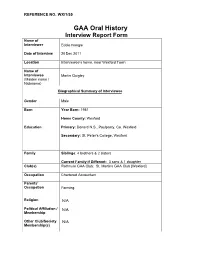 GAA Oral History Interview Report Form Name of Interviewer Eddie Nangle