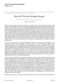How Do Terrorist Groups Emerge? Written by Anon