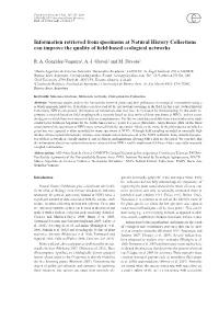 Information Retrieved from Specimens at Natural History Collections Can Improve the Quality of Field-Based Ecological Networks