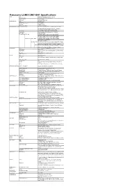Panasonic LUMIX DMC-GH1 Specifications