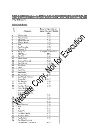 Rate Card Applicable for DTH Operators As Per The
