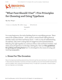 “What Font Should I Use?”: Five Principles for Choosing and Using Typefaces