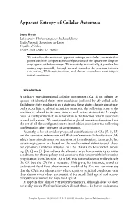 Apparent Entropy of Cellular Automata