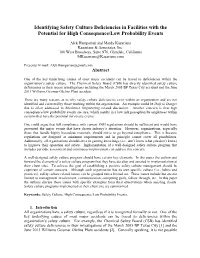 Identifying Safety Culture Deficiencies in Facilities with the Potential for High Consequence/Low Probability Events