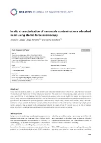 In Situ Characterization of Nanoscale Contaminations Adsorbed in Air Using Atomic Force Microscopy