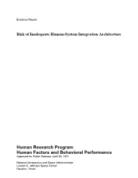 Risk of Human System Integration Architecture