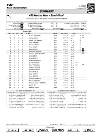 SUMMARY 400 Metres Men - Semi-Final First 2 in Each Heat (Q) and the Next 2 Fastest (Q) Advance to the Final