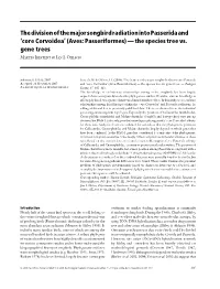 The Division of the Major Songbird Radiation Into Passerida and 'Core