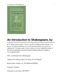 An Introduction to Shakespeare, by 1