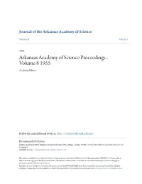Arkansas Academy of Science Proceedings - Volume 8 1955 Academy Editors