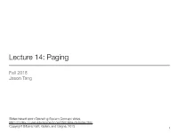 Lecture 14: Paging
