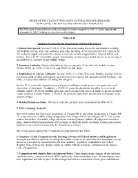 Order of the State of Wisconsin Natural Resources Board Repealing, and Repealing and Recreating Rules