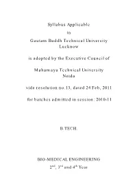Syllabus Applicable in Gautam Buddh Technical University Lucknow Is