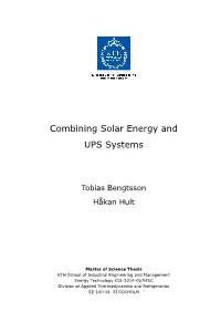 Combining Solar Energy and UPS Systems