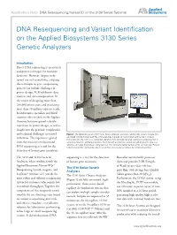 DNA Resequencing and Variant Identification on the Applied Biosystems 3130 Series Genetic Analyzers