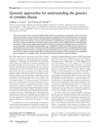 Genomic Approaches for Understanding the Genetics of Complex Disease