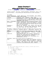 James Overton V Software Systems Engineer, Sensei, Inventrepreneur San Diego, CA | Sensei@Gmail.Com | Senseijames.Com | Overton@Cs.Stanford.Edu | (858) 568-3605