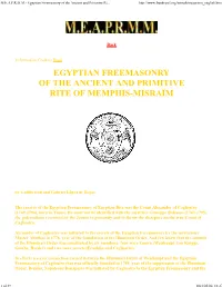 MEAPRMM- Egyptian Freemasonry of the Ancient and Primitive Rite