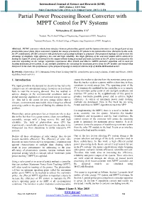 Partial Power Processing Boost Converter with MPPT Control for PV