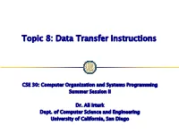 Topic 8: Data Transfer Instructions