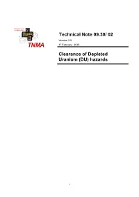 Clearance of Depleted Uranium (DU) Hazards