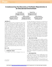 Crowdsourcing the Discovery of Software Repositories in an Educational Environment