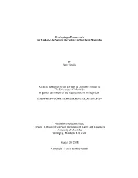 Developing a Framework for End-Of-Life Vehicle Recycling in Northern Manitoba