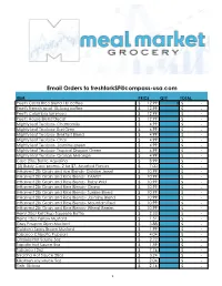 Email Orders to Freshforksf@Compass-Usa.Com