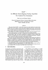 GLR* - an Efficient Noise-Skipping Parsing Algorithm for Context Free· Grammars