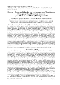 Monetary Resources Utilization and Implementation of Constituency Development Fund Projects in Kenya: a Case of Kiharu Constituency Murang’A County