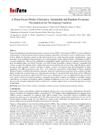A Three-Factor Model of Inclusive, Sustainable and Resilient Economic Development for Developing Countries
