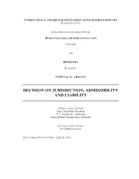 Decision on Jurisdiction, Admissibility and Liability