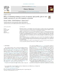 Effect of Swimming Training on Levels of Asprosin, Lipid Profile, Glucose and Insulin Resistance in Rats with Metabolic Syndrome