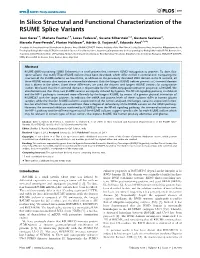 In Silico Structural and Functional Characterization of the RSUME Splice Variants