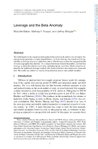Leverage and the Beta Anomaly