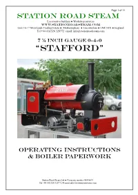 Operating Instructions for Live Steam Traction Engines/Wagons