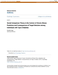 Social Comparison Theory in the Context of Chronic Illness: Predictors and Consequences of Target Selection Among Individuals with Type 2 Diabetes