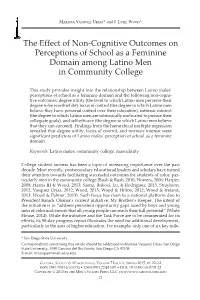 The Effect of Non-Cognitive Outcomes on Perceptions of School As a Feminine Domain Among Latino Men in Community College