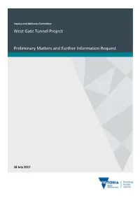 West Gate Tunnel Project Preliminary Matters and Further Information