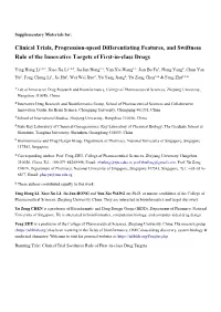 Clinical Trials, Progression-Speed Differentiating Features, and Swiftness Rule of the Innovative Targets of First-In-Class Drugs