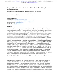 Analysis of Gene Expression Profiles to Study Malaria Vaccine Dose Efficacy & Immune Response Modulation