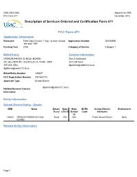 Description of Services Ordered and Certification Form 471 FCC Form