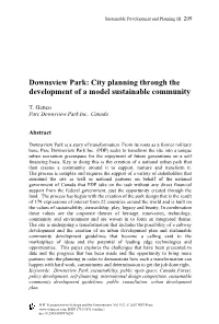 Downsview Park: City Planning Through the Development of a Model Sustainable Community