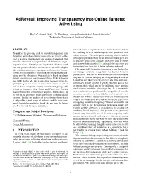 Improving Transparency Into Online Targeted Advertising